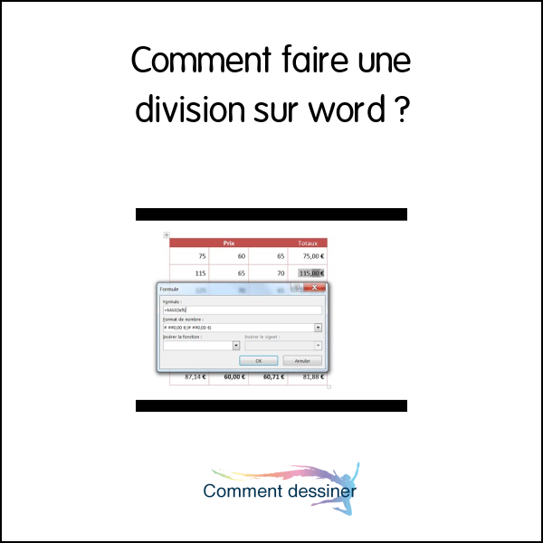 Comment faire une division sur word